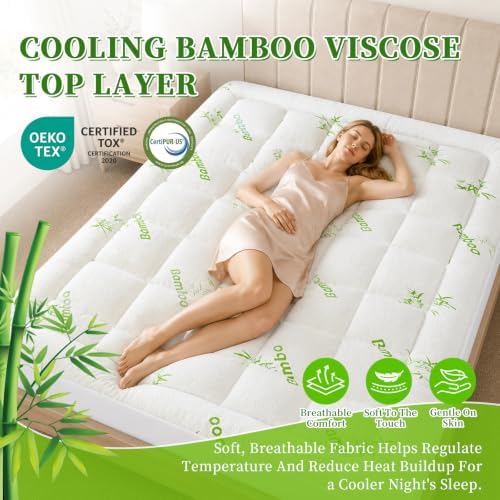 Cooling Waterproof Viscose from Bamboo Mattress Topper Twin Size - Image 2