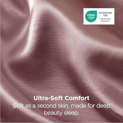 Bedsure Satin Pillowcase Standard Set of 2, Silky Pillowcase Nostalgia Rose - Image 5