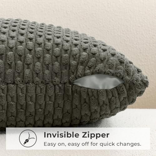 Kevin Textile Soft Corduroy 14"x36" Lumbar Pillow Cover 1 Pack, Dark Grey - Image 3