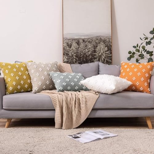MIULEE Set of 2 Decorative Throw Pillow Covers Rhombic Jacquard Pillowcase Fall - Image 5