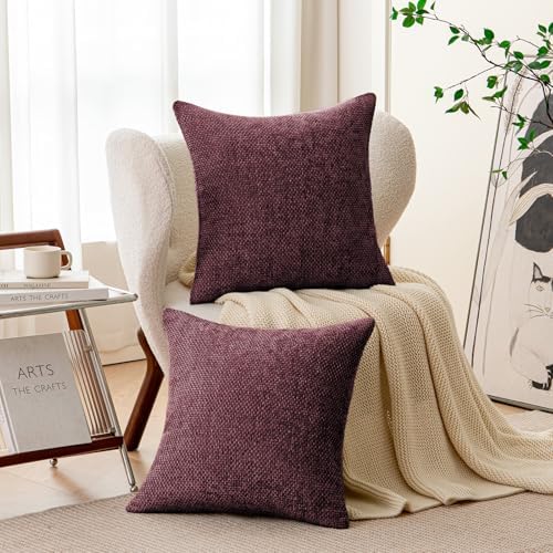a moment Christmas Wine Red Chenille Throw Pillow Covers 22x22 Inch Pack of 2 - Image 2
