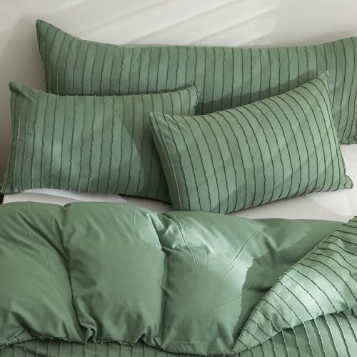 JELLYMONI Green Striped Tufted Pillowcases Body Size 20" x54" - Image 2