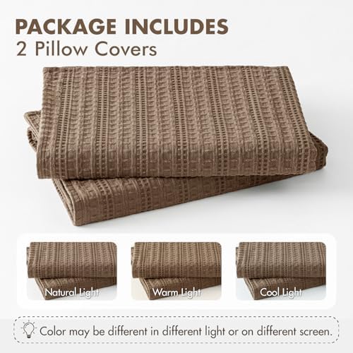 Waffle Pillow Shams Standard Size 20x26 Brown 2 Pack No Insert - Image 7