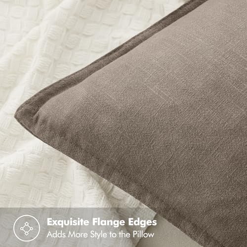 MIULEE Decorative Linen Euro Sham Pillow Covers 24x24 Dune - Image 2