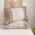 Taupe Tassel Pillowcases, Khaki Standard Pillow Cases Set of 2, Soft Washed by MOVEOVER