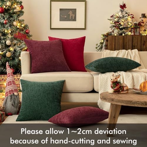 MIULEE Soft Chenille Throw Pillow Covers Green 16x16 Inch Pack of 2 - Image 6