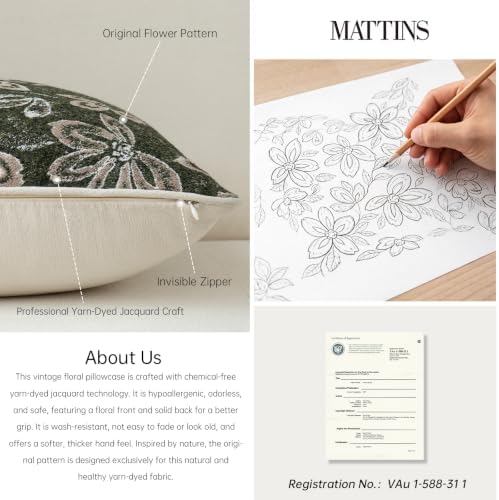 MATTINS Vintage Floral Patterned Throw Pillow Covers 24x24 - Image 2