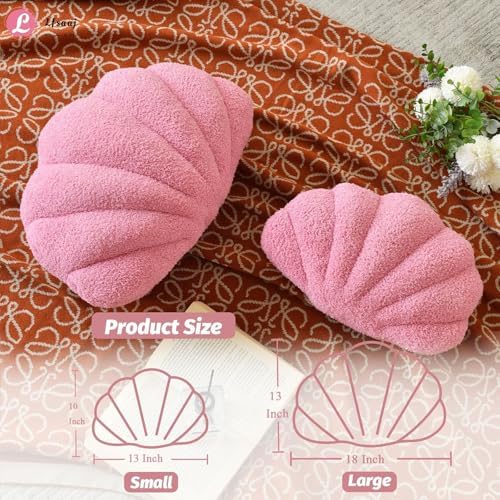 Lfsaaj Pink Seashell Throw Pillows, Shell Shaped Throw Pillows, 13 Inch Soft - Image 3
