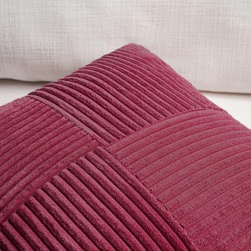 Fancy Homi 2 Packs Burgundy Euro Decorative Throw Pillow Covers 26x26 Inch - Image 3