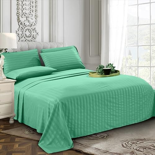 Elegant Comfort 4-Piece Damask Stripe Sheet Set, Paradise Teal - Image 3