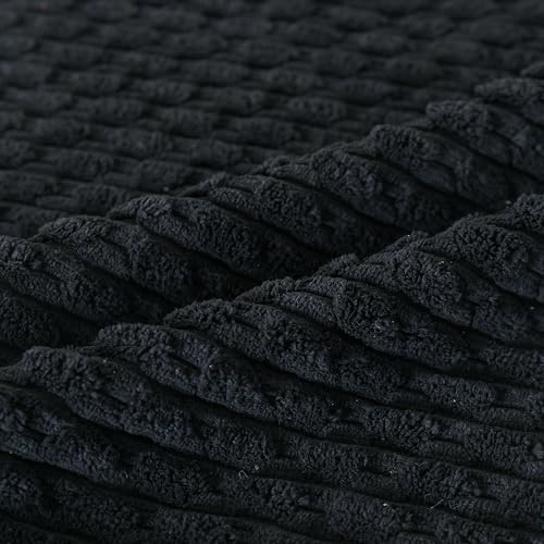 Set of 4 Black Decorative Throw Pillow Covers 12x20 Inch Corduroy Pillow Covers - Image 5
