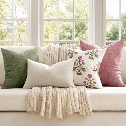 MIULEE Couch Pillow Covers Textured Chenille Home Decor 20x20 Sage Green - Image 5