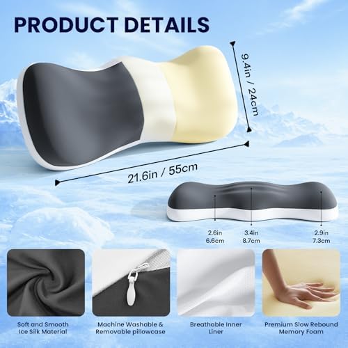 Lumbar Support Pillow for Bed, Memory Foam Pillow for Back Pain Relief - Image 2
