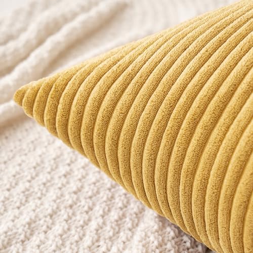 MIULEE Fall Decorative Corduroy Throw Pillow Covers Set of 2 20x20 Gold - Image 4