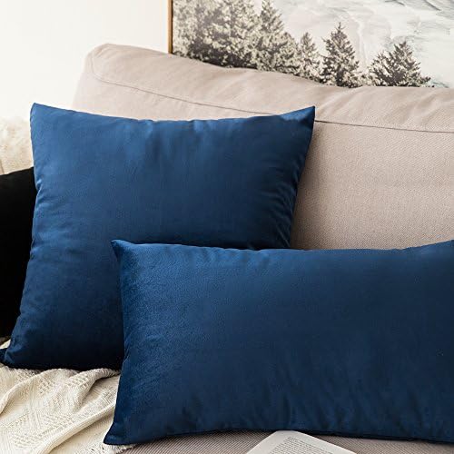 MIULEE 12x20 Inch Lumbar Velvet Throw Pillow Cover Set of 1 Dark Blue - Image 5