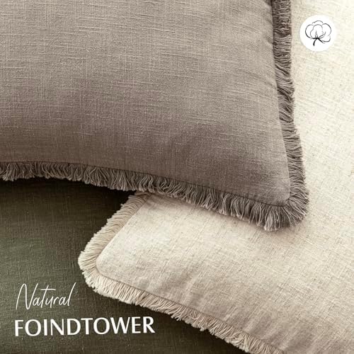 Foindtower Decorative Linen Fringe Throw Pillow Covers 22×22 Inch - Image 4