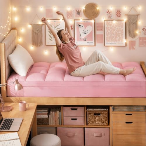 ELEMUSE Pink Twin XL Mattress Topper - Image 4