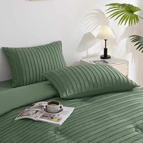 JELLYMONI Green Striped Tufted Pillowcases King Size 20"x 40" - Image 2