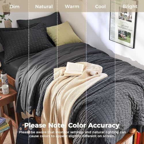 HYMOKEGE Twin XL Comforter Set Seersucker 5 Pieces, All Season Luxury Bed in a - Image 6