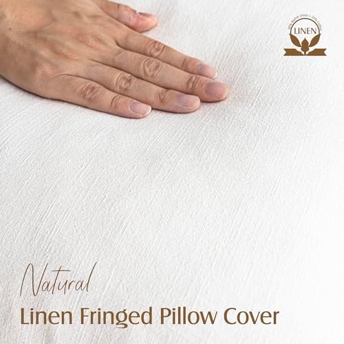 Foindtower Decorative Linen Fringe Throw Pillow Covers 22×22 Inch - Image 2