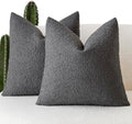 Foindtower Decorative Textured Boucle Throw Pillow Covers 18x18 Dark Grey by Foindtower