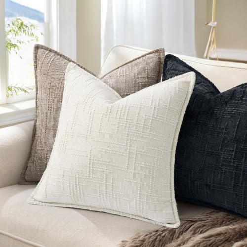 decorUhome Chenille Throw Pillow Covers 18x18 Set of 2, Midnight Blue - Image 6