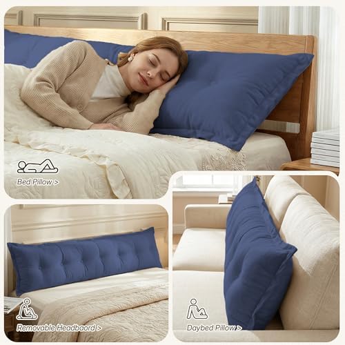 WOWMAX Headboard Pillow Twin XL Dorm Bolster Reading Pillow - Image 3