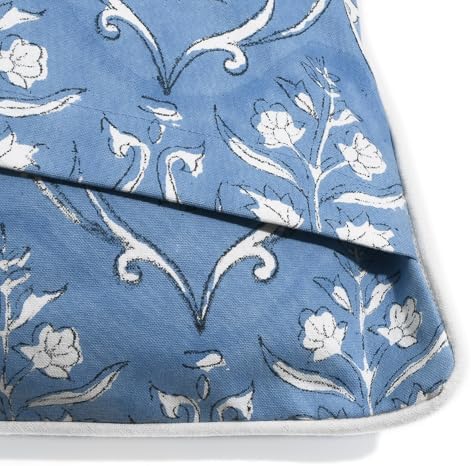 Ridhi Block Print Cornflower Blue Pillow Cover 20" x 20" Decorative Couch - Image 5