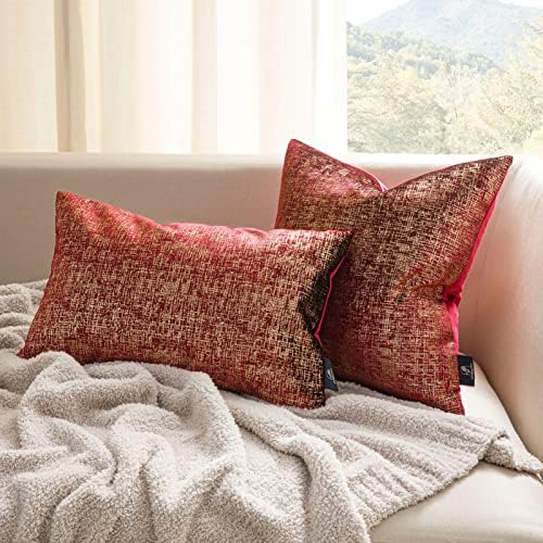 Phantoscope Pack of 2 Sparkling Velvet Decorative Throw Pillow Covers Soft Gold - Image 4