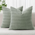 MIULEE Corduroy Decorative Throw Pillow Covers 18x18 Grey Green Pack of 2 by MIULEE
