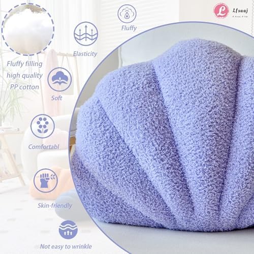 Lfsaaj Lavender Seashell Throw Pillows, Shell Shaped Throw Pillows, 13 Inch - Image 2