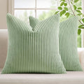 Mecatny Corduroy Decorative Throw Pillow Covers 26x26 Set of 2 Sage Green by Mecatny