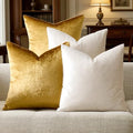 GIGIZAZA Pack of 4 Decorative Velvet Pillow Covers 20x20 Ivory Gold by GIGIZAZAFocusingonhomedecoration