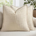 MIULEE Slubby Textured Decorative Euro Throw Pillow Covers Beige 22x22 by MIULEE
