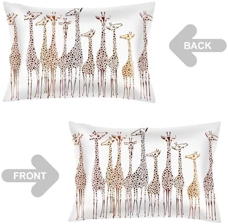Silk Satin Pillowcase for Hair and Skin, Giraffe Throw Pillow Cover Queen Size - Image 3