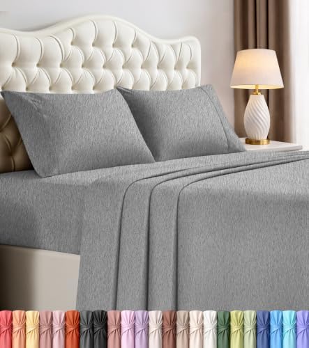 King Sheets Set, 4 Pieces 16" Deep Pocket Hotel Luxury Sheets, Heather Grey by UTOPIABEDDING
