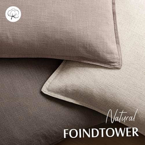 Foindtower Linen Solid Decorative Throw Pillow Covers 24x24 Inch Dusty Pink - Image 4