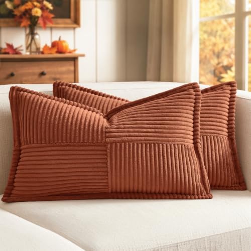 MIULEE Fall Rust Decorative Lumbar Throw Pillow Covers 12x20 Inch by MIULEE