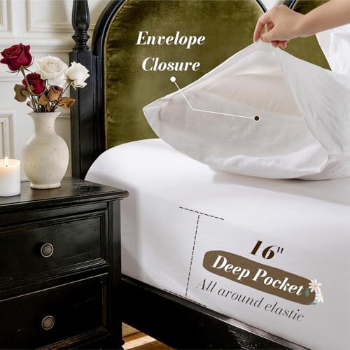 SONORO KATE 100% French Linen Twin XL Size Sheets Set, Natural Flax Bedding - Image 6