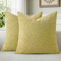 a moment Yellow-Green Chenille Throw Pillow Covers 24x24 Inch Pack of 2 Modern by amoment