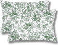 Green and White Porcelain Floral Throw Pillow Cases Queen Size Set of 2 by Unknown