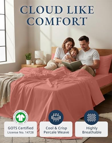 LANE LINEN Full Sheet Set 100% Organic Cotton 4pc Percale Soft - Image 2