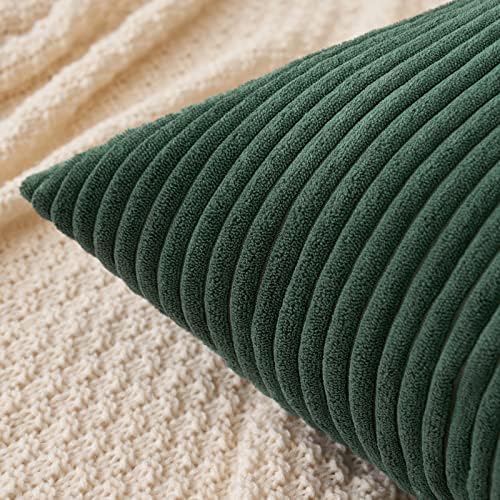 MIULEE Lumbar Corduroy Throw Pillow Covers Set of 2 12x20 Army Green - Image 2