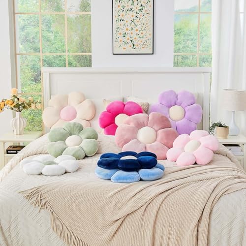 Kcvvcr Beige Flower Pillow, 14.9" Cute Flower Shaped Floor Pillow, Aesthetic - Image 6