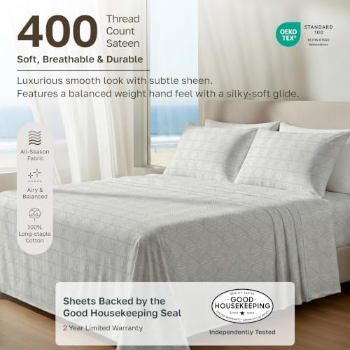 California Design Den Soft 100% Cotton Sateen King Bed Sheet Set - Image 2