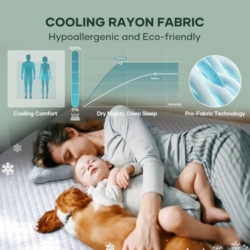 OhGeni 100% Waterproof Mattress Protector, California King Bamboo Viscose Top - Image 4