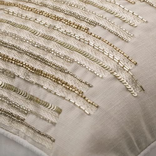 The HomeCentric Decorative Ivory 12"x18" Lumbar Pillow Cover, Silk Embroidery - Image 2