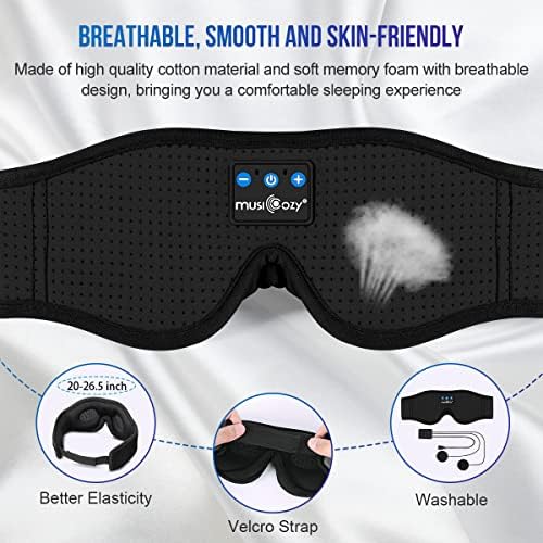 MUSICOZY 3D Sleep Headphones Bluetooth 5.4 Breathable Sleep Eye Mask - Image 3