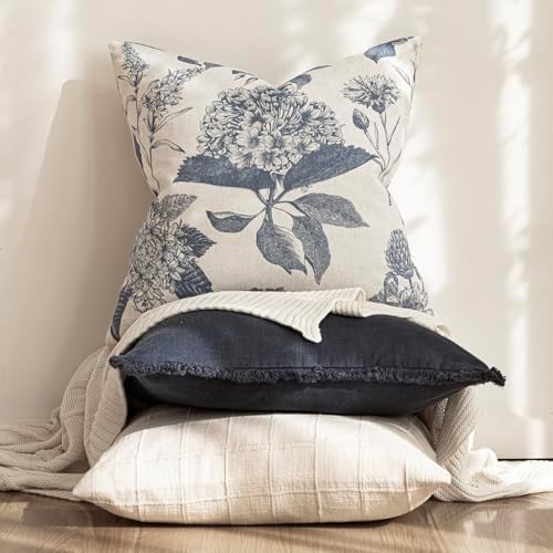 Foindtower Set of 2 Linen Floral Vintage Throw Pillow Covers Neutral Accent - Image 5