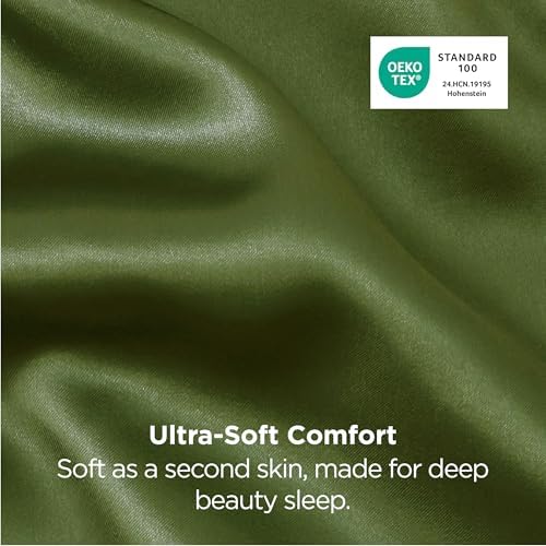 Bedsure Satin Pillowcases King Set of 2, Similar to Silk Pillow Cases Moss - Image 5